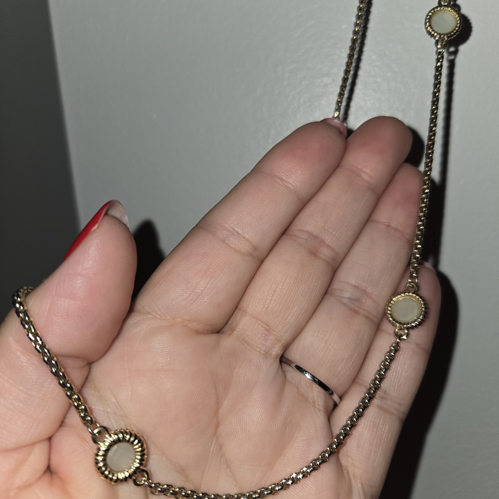 Banana Republic Gold Necklace with Cream Details